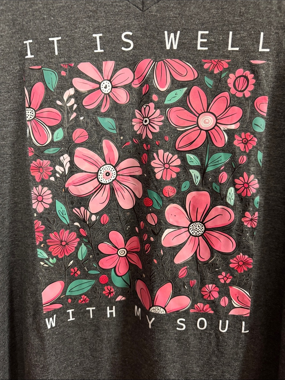 NWT T-shirt it is well with my soul, new V-neck size XL cotton blend - Picture 4 of 7